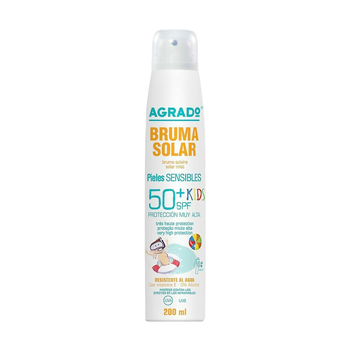 Дитячий сонцезахисний спрей для тіла Agrado Mist Solar Kids, SPF 50+, 200 мл