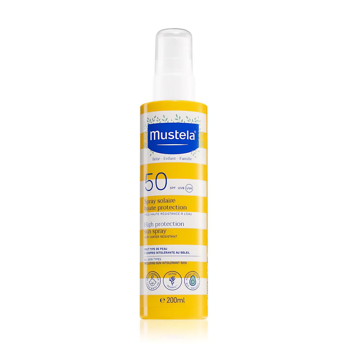 Сонцезахисний спрей для обличчя та тіла Mustela High Protection Sun Spray, SPF 50, 200 мл